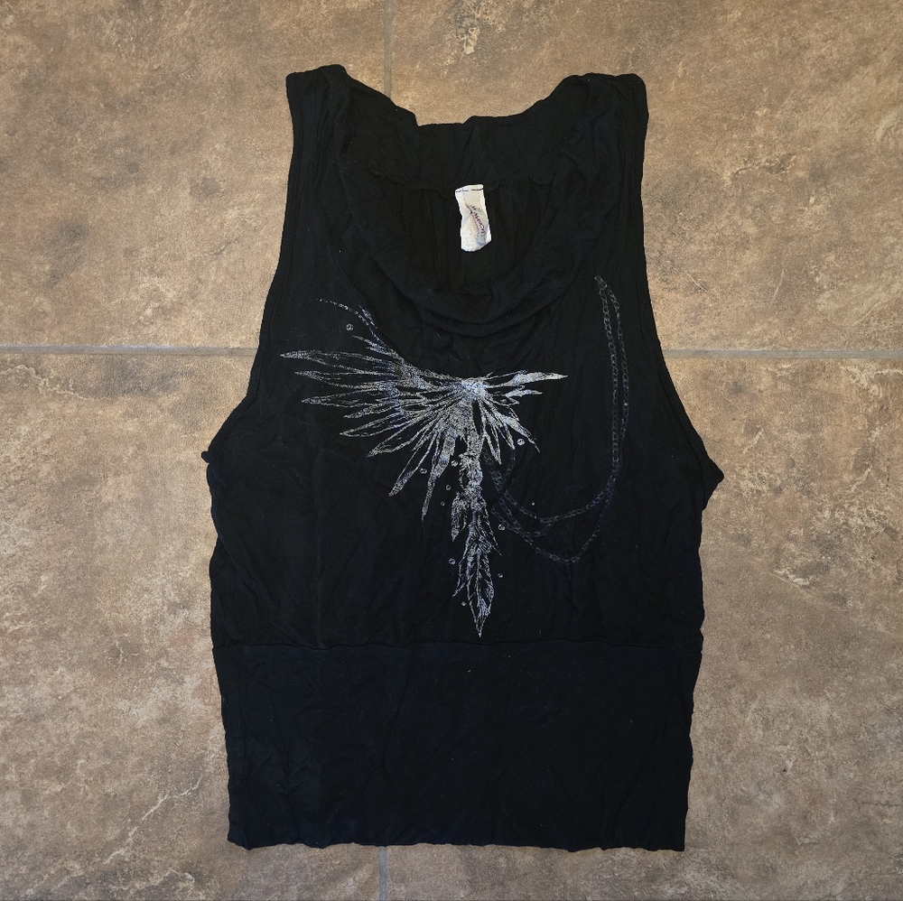 Black Detailed Mi Manchi Draped Tank